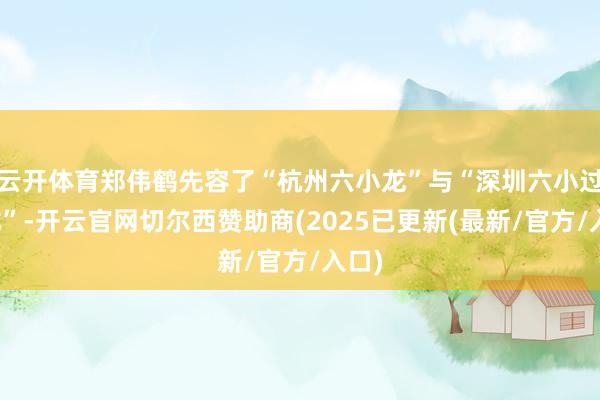 云开体育郑伟鹤先容了“杭州六小龙”与“深圳六小过江龙”-开云官网切尔西赞助商(2025已更新(最新/官方/入口)