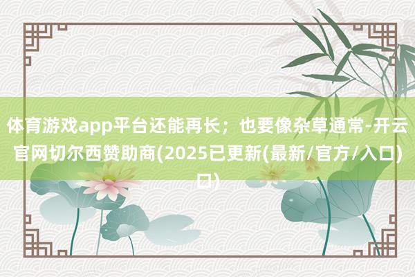 体育游戏app平台还能再长；也要像杂草通常-开云官网切尔西赞助商(2025已更新(最新/官方/入口)