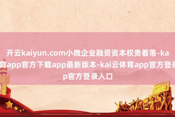 开云kaiyun.com小微企业融资资本权贵着落-kai云体育app官方下载app最新版本-kai云体育app官方登录入口